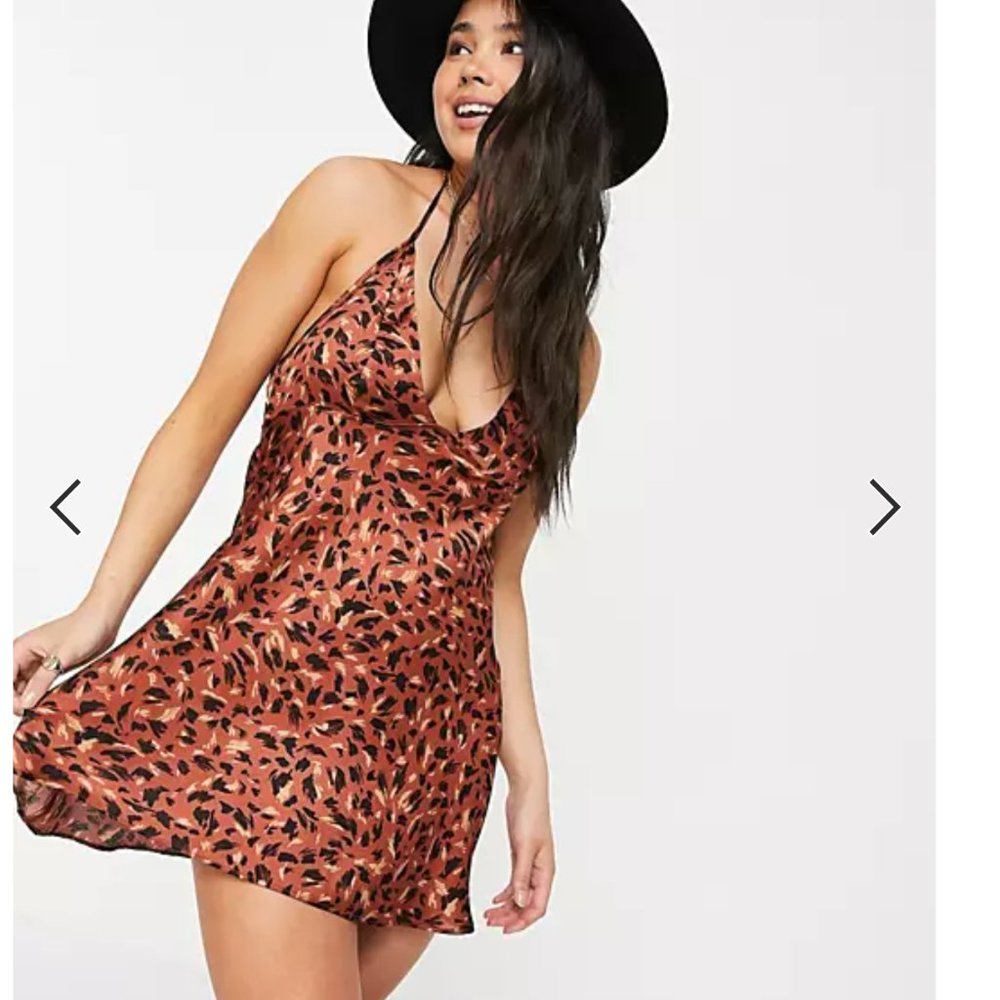 NWT Free People Halter Animal Print Slip Dress - Picture 4 of 13